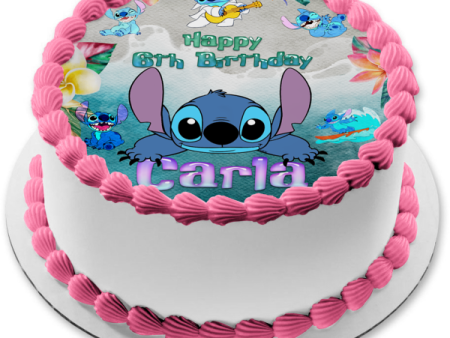 Disney Lilo and Stitch Beach Day Edible Cake Topper Image ABPID56769 Sale