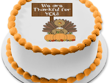 Happy Thanksgiving We Are Thankful for You Turkey and Pumpkins Edible Cake Topper Image ABPID56757 Discount