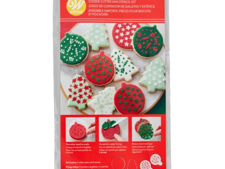 Merry Christmas Cookie Cutter and Stencil Set, 4-Piece Set Cheap