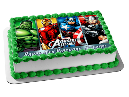 Avengers Assemble Hulk Iron Man Captain America and Thor Edible Cake Topper Image ABPID56730 For Cheap