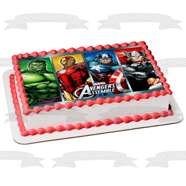 Avengers Assemble Hulk Iron Man Captain America and Thor Edible Cake Topper Image ABPID56730 For Cheap