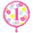 Pink Dots 1st Birthday 18  Round Foil Balloon, 1ct Hot on Sale