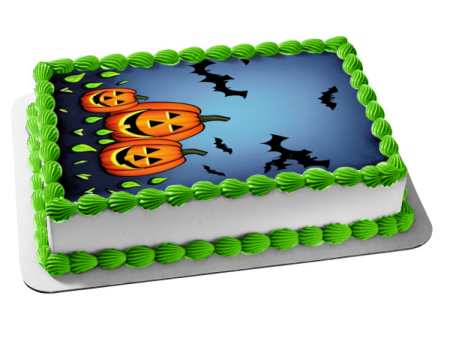 Happy Halloween Happy Pumpkins and Bats Edible Cake Topper Image ABPID56717 Supply