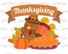 Happy Thanksgiving Turkey Pumpkin and a Pie Edible Cake Topper Image ABPID56749 Cheap