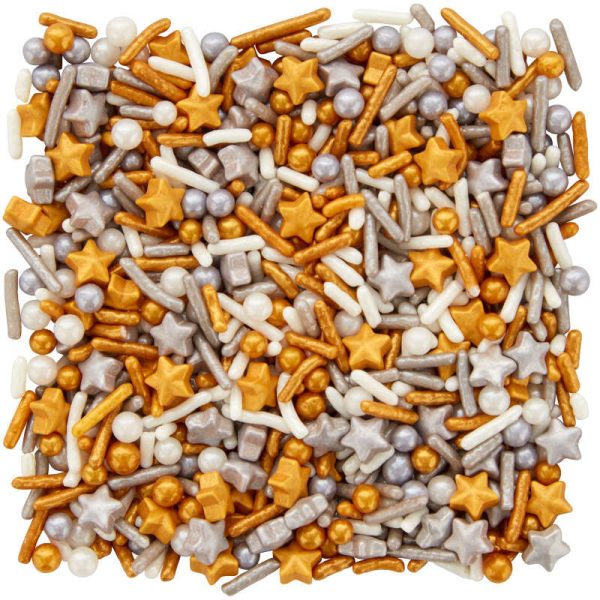 Metallic White, Silver and Gold Star Sprinkle Mix, 4.2 oz. For Discount