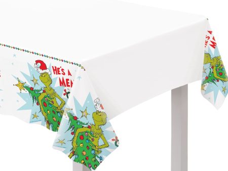 Grinch He s A Mean One Plastic Table Cover, 1ct Online Hot Sale