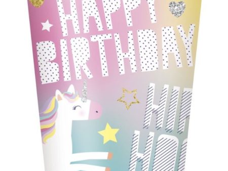 Unicorn Happy Birthday Cups, 9 Oz., 8ct For Cheap