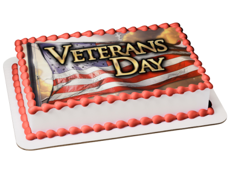 Happy Veterans Day the American Flag Edible Cake Topper Image ABPID56765 on Sale