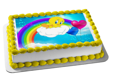 Tweety Bird Rainbow and Heart Balloons Edible Cake Topper Image ABPID56746 Online