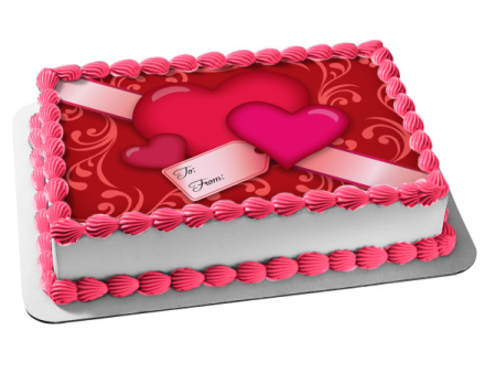 Happy Valentines Day Hearts Gift Box Label Edible Cake Topper Image ABPID13065 Fashion