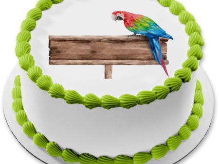 Macaw Parrot Watercolor Engravable Wooden Sign Edible Cake Topper Image ABPID56676 Sale