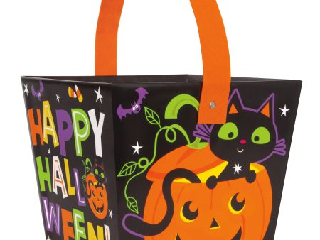 Cat & Pumpkin Halloween Paper Board Bucket Cheap