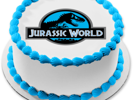 Jurassic World Logo Blue and Black Edible Cake Topper Image ABPID07886 For Discount