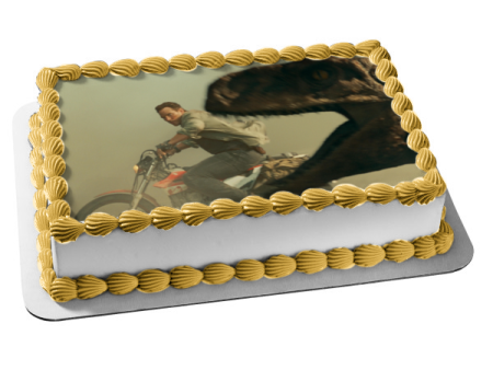 Jurassic World: Dominion Owen Grady on Motorcycle and a T-Rex Edible Cake Topper Image ABPID56383 Online now