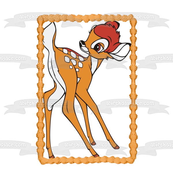 Bambi Fawn White Background Edible Cake Topper Image ABPID00759 Discount