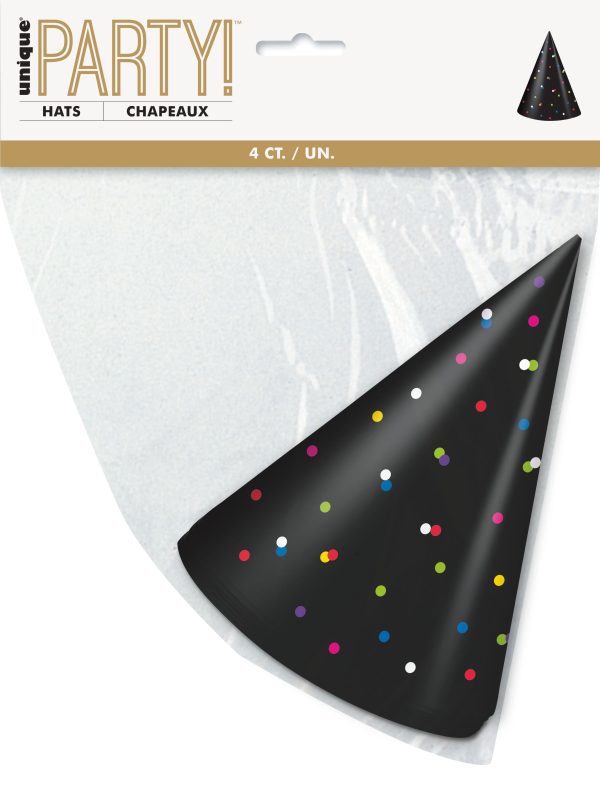 Neon Dots New Years Party Hats, 4ct on Sale