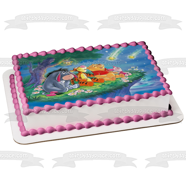 Winnie the Pooh and Friends Stargazing Eeyore Piglet and Tigger Edible Cake Topper Image ABPID56681 For Cheap