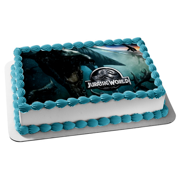 Jurassic World Logo Water Dinosaur Edible Cake Topper Image ABPID03635 For Cheap