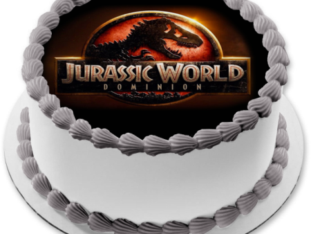 Jurassic World Dominion Logo with a  T-Rex Edible Cake Topper Image ABPID55531 Online Sale