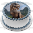 Jurassic World Tyrannosaurus Rex Mountains and Trees Edible Cake Topper Image ABPID07850 Online Sale