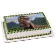 Jurassic World Tyrannosaurus Rex Mountains and Trees Edible Cake Topper Image ABPID07850 Online Sale