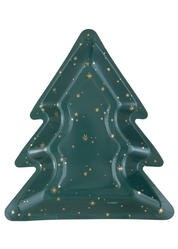 Modern Christmas Tree Shaped 8.25  Dessert Plates, 8ct Sale