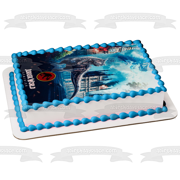 Jurassic World Dominion Dinosaurs Rule the Earth T-Rex Edible Cake Topper Image ABPID55530 Sale