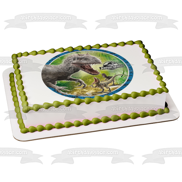 Jurrasic World Tyrannosaurus Rex and Velociraptors Edible Cake Topper Image ABPID06036 Online Hot Sale