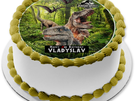 Jurassic World T-Rex Blue Pachycephalosaurs Pterodactyl Brontosaurus Edible Cake Topper Image ABPID56478 Cheap