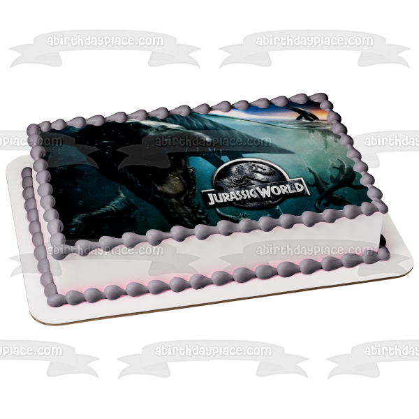 Jurassic World Logo Water Dinosaur Edible Cake Topper Image ABPID03635 For Cheap