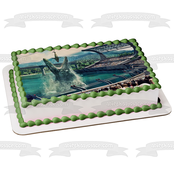 Jurassic World Water Dinosaur and a Shark Edible Cake Topper Image ABPID05833 Cheap