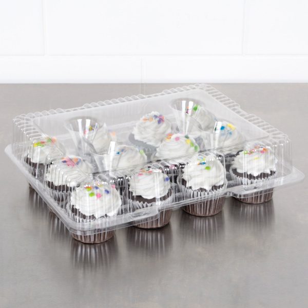 12 Cup Clear Hinged Cupcake Container Cake Box For Sale