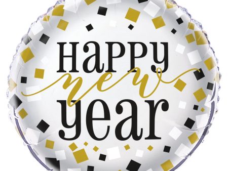 Black, Gold & Silver New Year 18  Round Foil Balloon, 1ct Online now