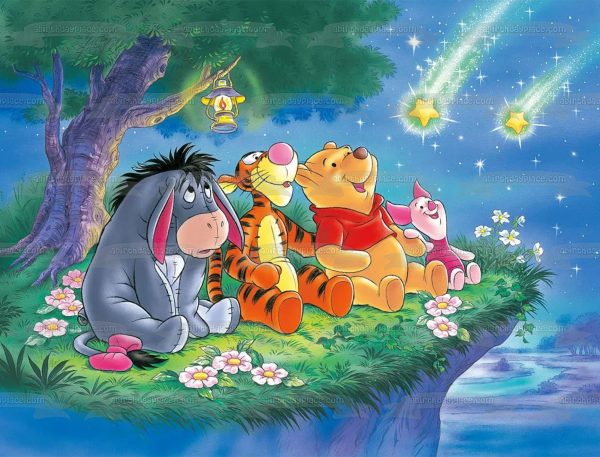 Winnie the Pooh and Friends Stargazing Eeyore Piglet and Tigger Edible Cake Topper Image ABPID56681 For Cheap