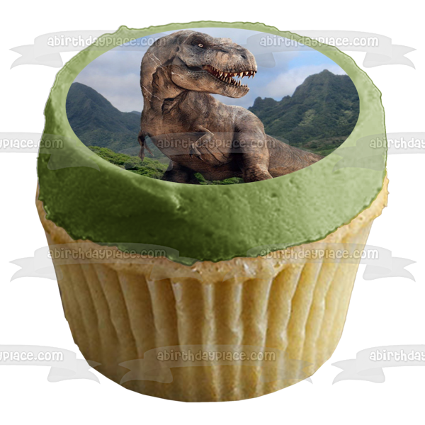 Jurassic World Tyrannosaurus Rex Mountains and Trees Edible Cake Topper Image ABPID07850 Online Sale