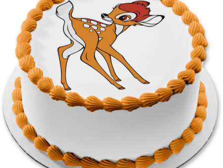 Bambi Fawn White Background Edible Cake Topper Image ABPID00759 Discount