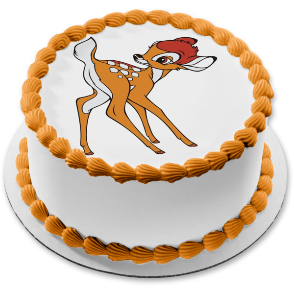 Bambi Fawn White Background Edible Cake Topper Image ABPID00759 Discount