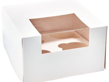 White 4 Count Cupcake Cake Box With Window Cheap