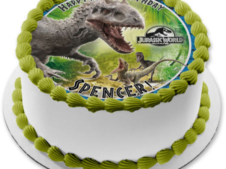 Jurrasic World Tyrannosaurus Rex and Velociraptors Edible Cake Topper Image ABPID06036 Online Hot Sale