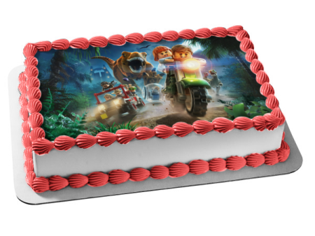 LEGO Jurassic World Assorted Characters Motorcycle Raptor Edible Cake Topper Image ABPID00457 Online