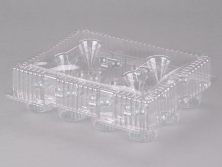 12 Cup Clear Hinged Cupcake Container Cake Box For Sale