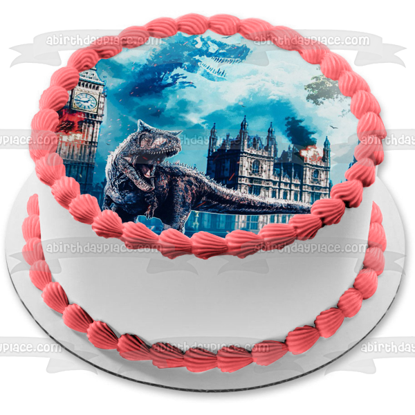 Jurassic World Dominion Dinosaurs Rule the Earth T-Rex Edible Cake Topper Image ABPID55530 Sale